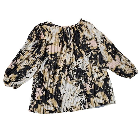 Cato Est. 1946 Pleated Top Size XL Long Sleeve Black Beige - Picture 3 of 7